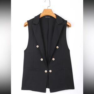 Black Collar Blazer Vest